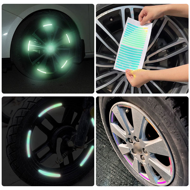 40xAutocollants de voiture imperméables en plastique lumineux, décalcomanies auto-adhésives, brille dans le noir, pour la décoration de roue