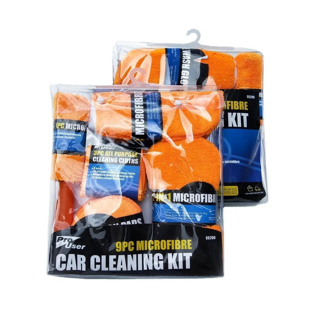 Lot de 9 lingettes nettoyantes pour voiture et moto, gants de lavage, serviettes de lavage de voiture, chiffons de nettoyage, éponges à cirer, brosses à roues