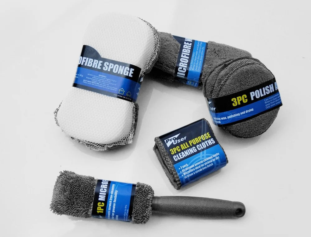 Lot de 9 lingettes nettoyantes pour voiture et moto, gants de lavage, serviettes de lavage de voiture, chiffons de nettoyage, éponges à cirer, brosses à roues