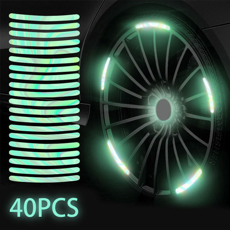40xAutocollants de voiture imperméables en plastique lumineux, décalcomanies auto-adhésives, brille dans le noir, pour la décoration de roue